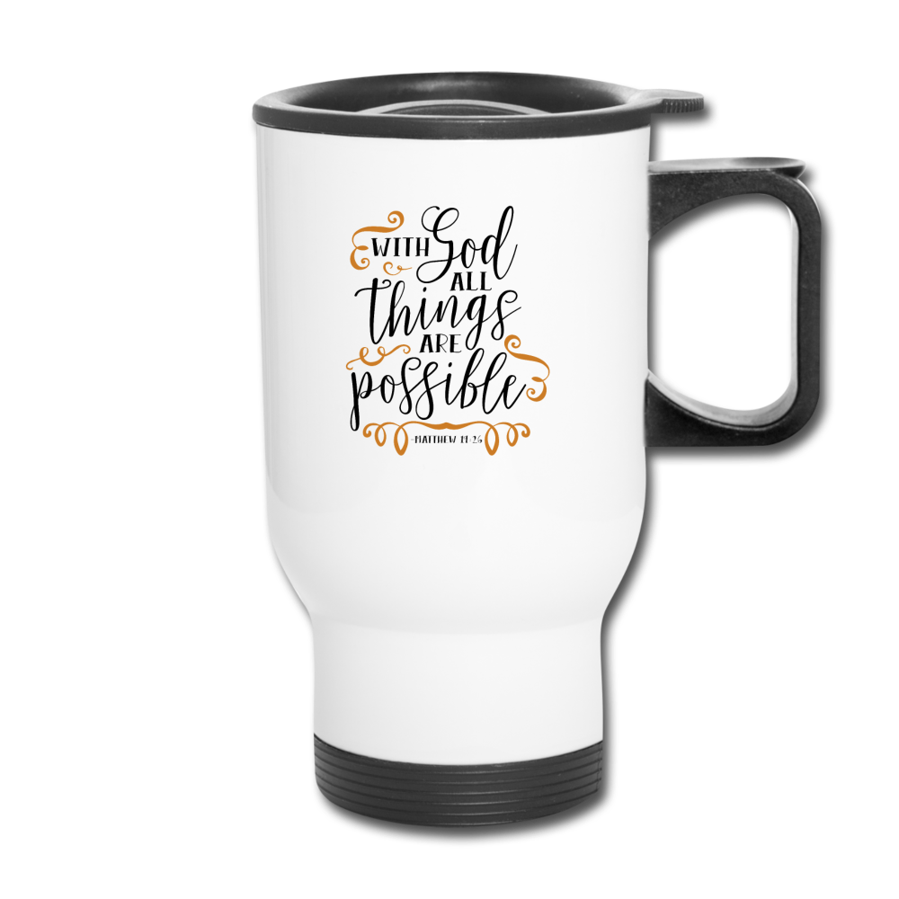 Matthew 19:26 - Travel Mug - white