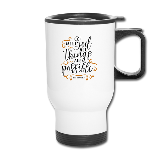 Matthew 19:26 - Travel Mug - white
