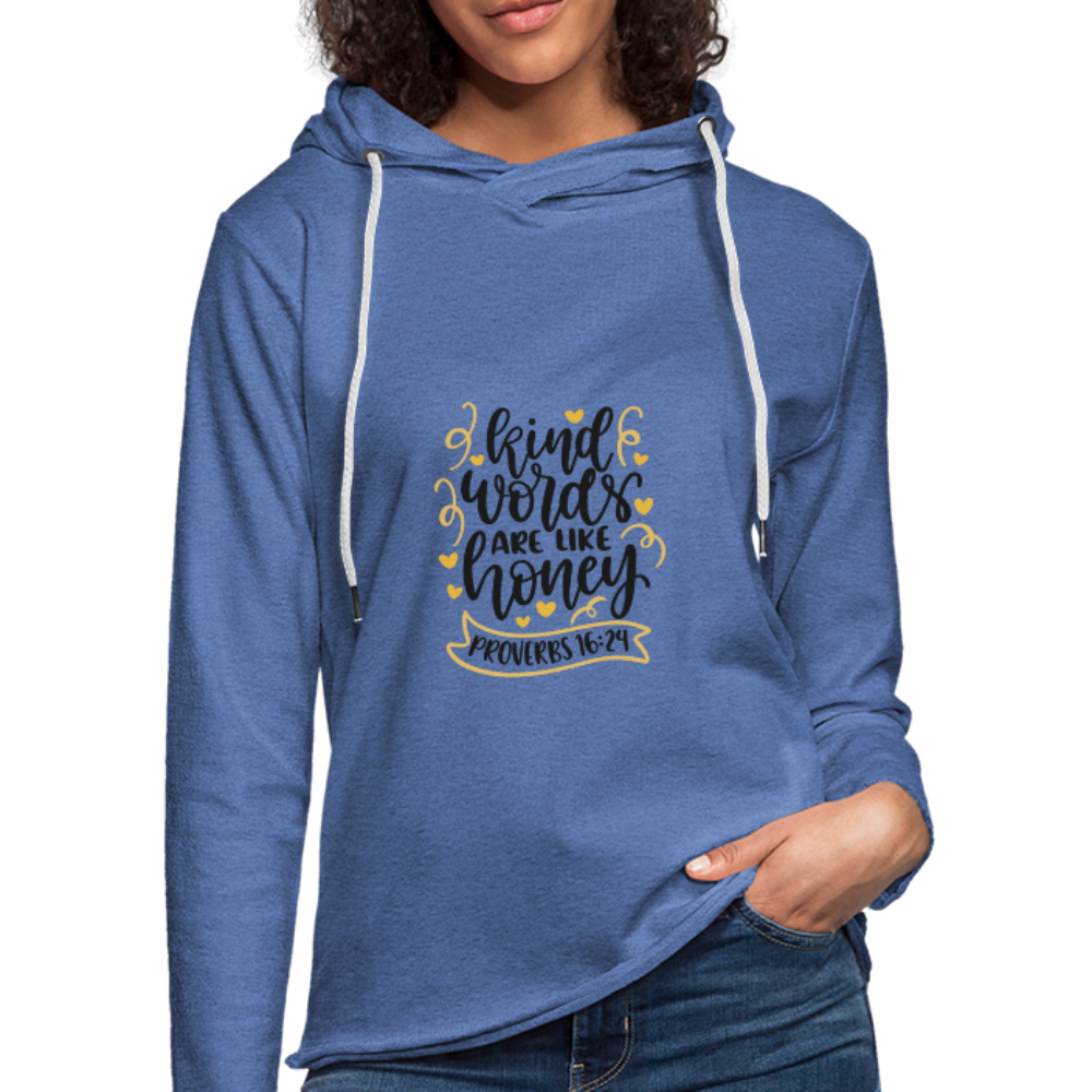 Proverbs 16:24 - Lightweight Terry Hoodie - heather Blue