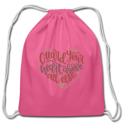 Proverbs 4:23 - Cotton Drawstring Bag - pink