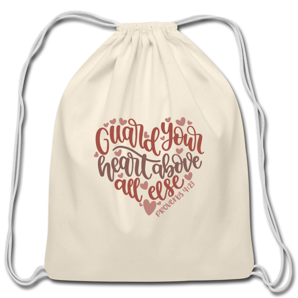Proverbs 4:23 - Cotton Drawstring Bag - natural