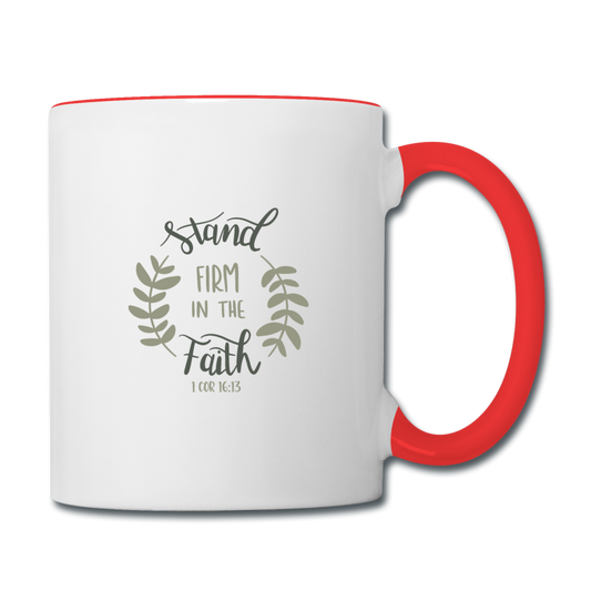 1 Corinthians 16:13 - Contrast Coffee Mug - white/red