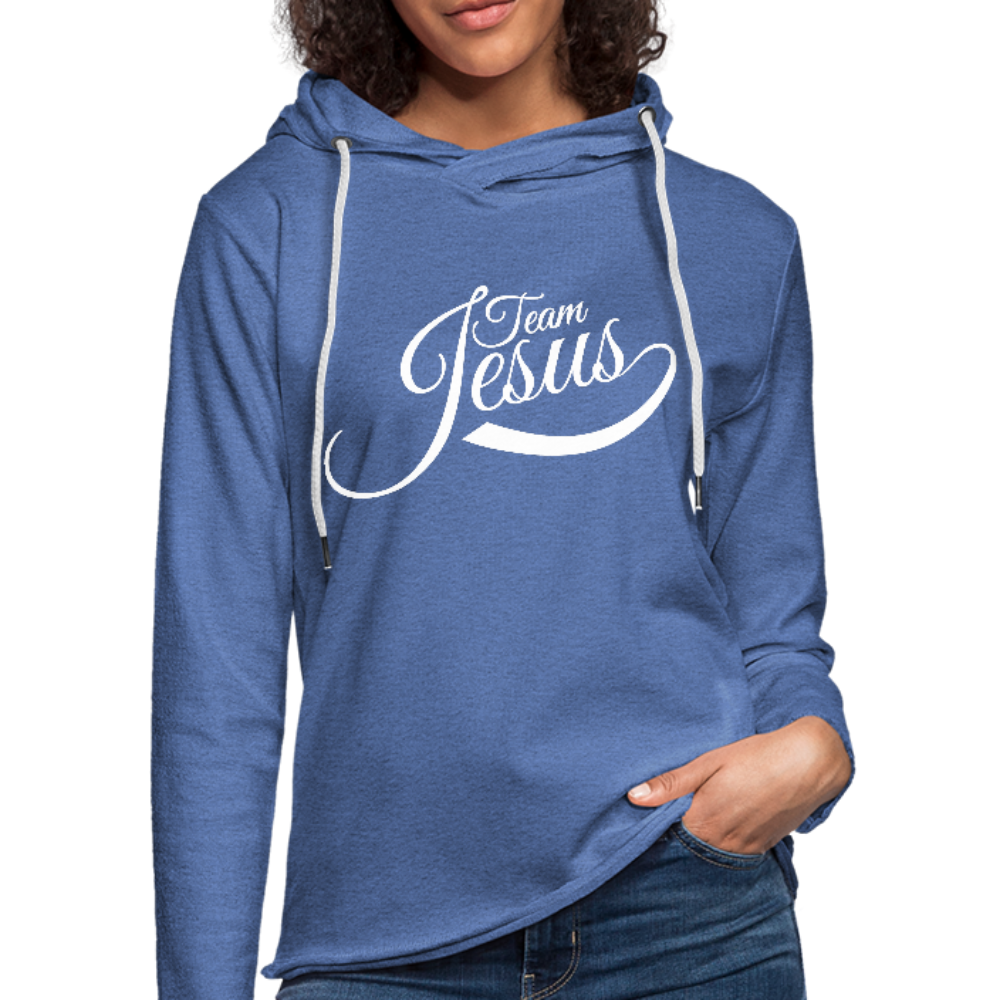 Team Jesus - White - Lightweight Terry Hoodie - heather Blue