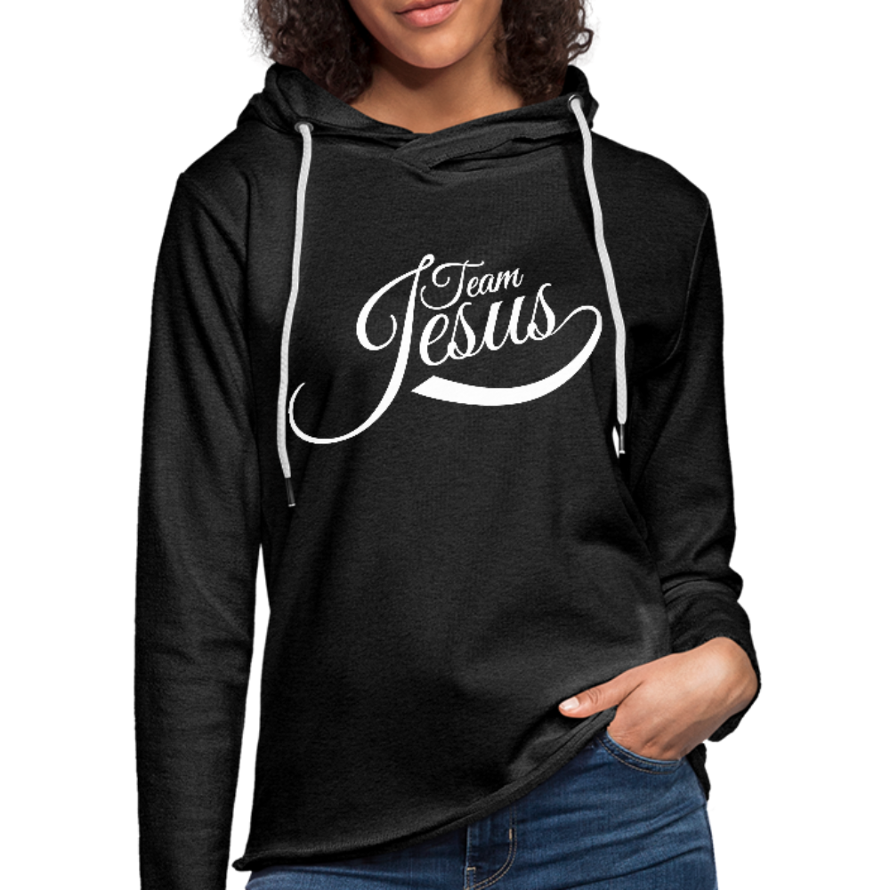 Team Jesus - White - Lightweight Terry Hoodie - charcoal gray
