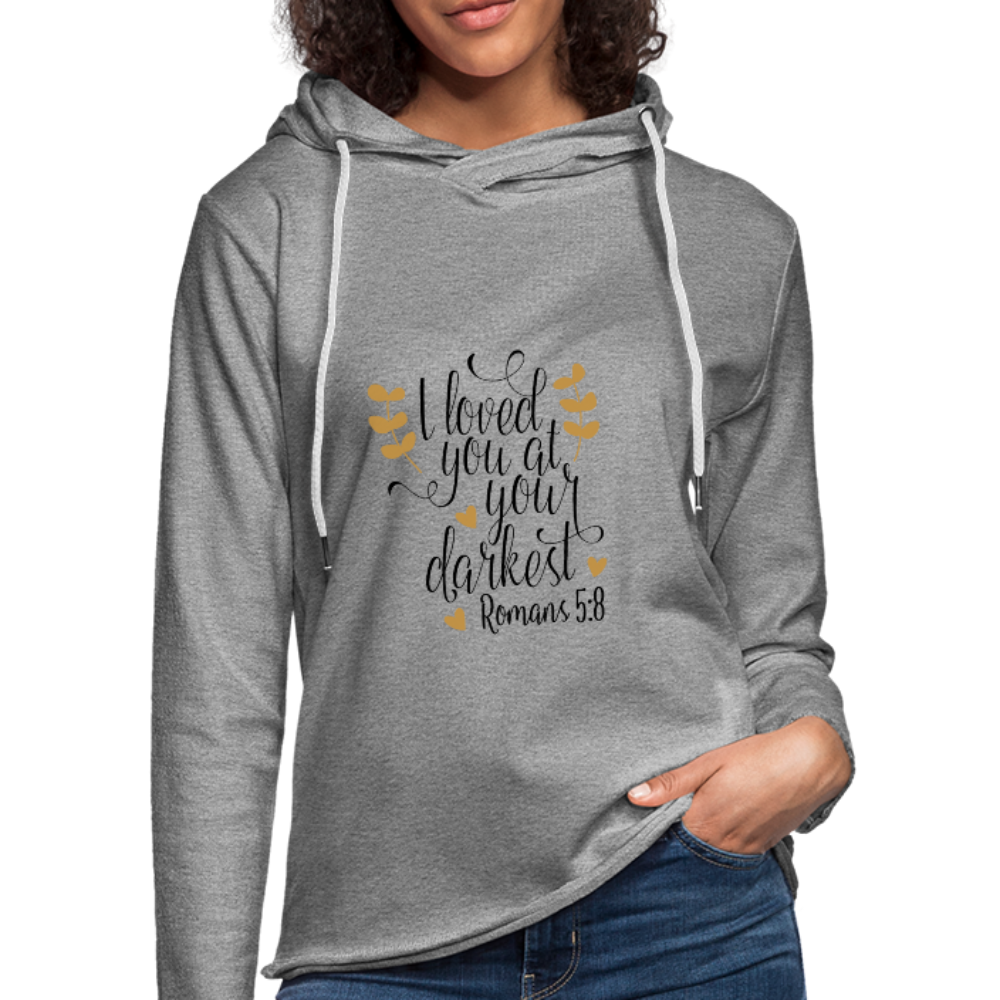 Romans 5:8 - Lightweight Terry Hoodie - heather gray