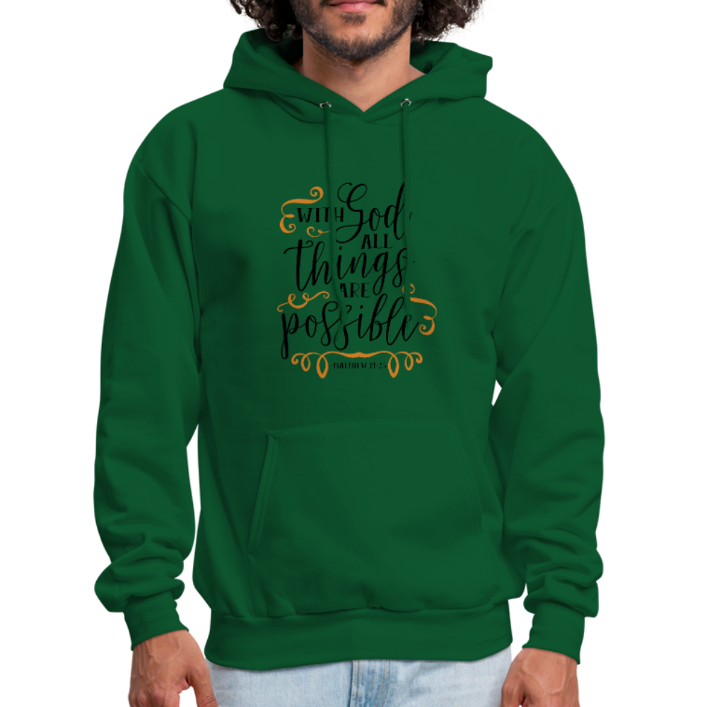 Matthew 19:26 - Men's Hoodie - forest green