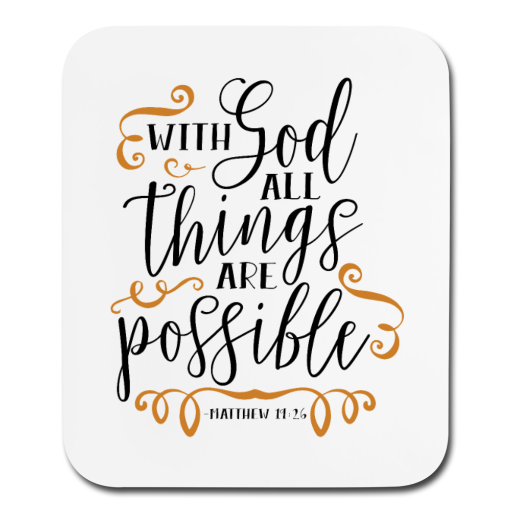 Matthew 19:26 - Mousepad - Vertical - white