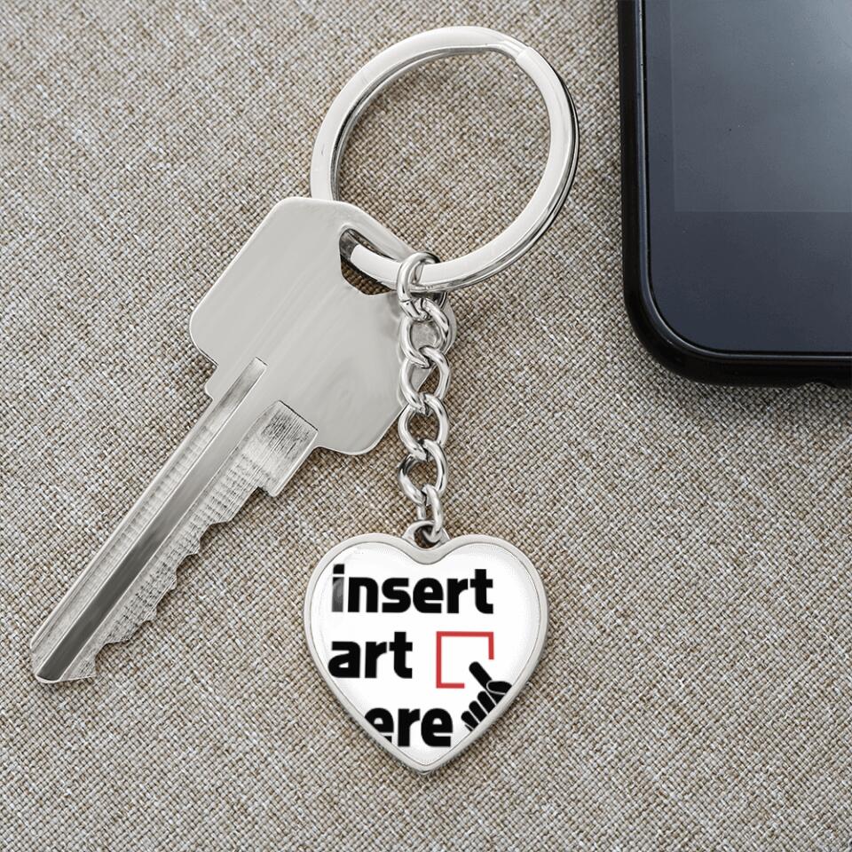 C.D. Graphic Heart Keychain (Silver)