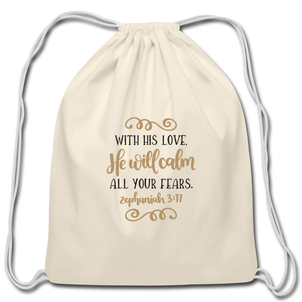 Zephaniah 3:17 - Cotton Drawstring Bag - natural
