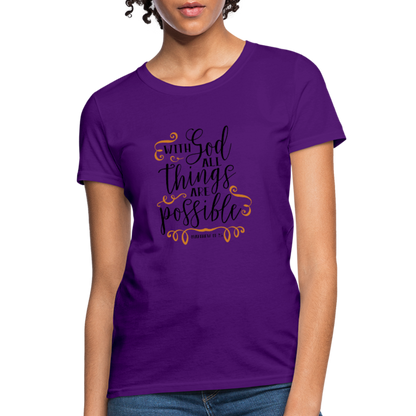 Matthew 19:26 - Women's T-Shirt - purple