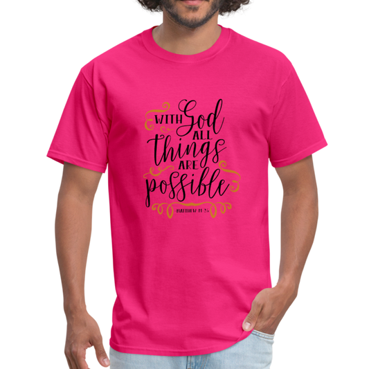 Matthew 19:26 - Men's T-Shirt - fuchsia