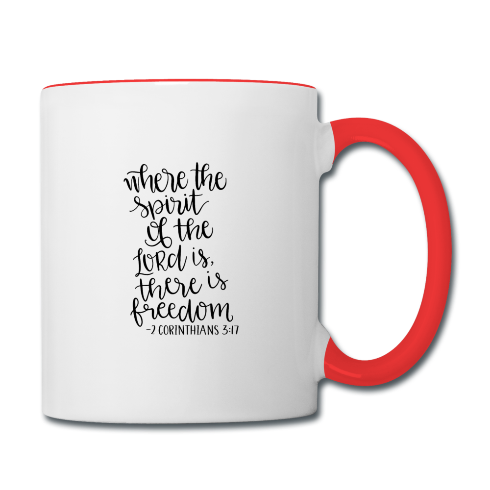 2 Corinthians 3:17 - Contrast Coffee Mug - white/red