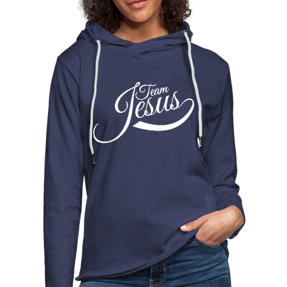 Team Jesus - White - Lightweight Terry Hoodie - heather navy