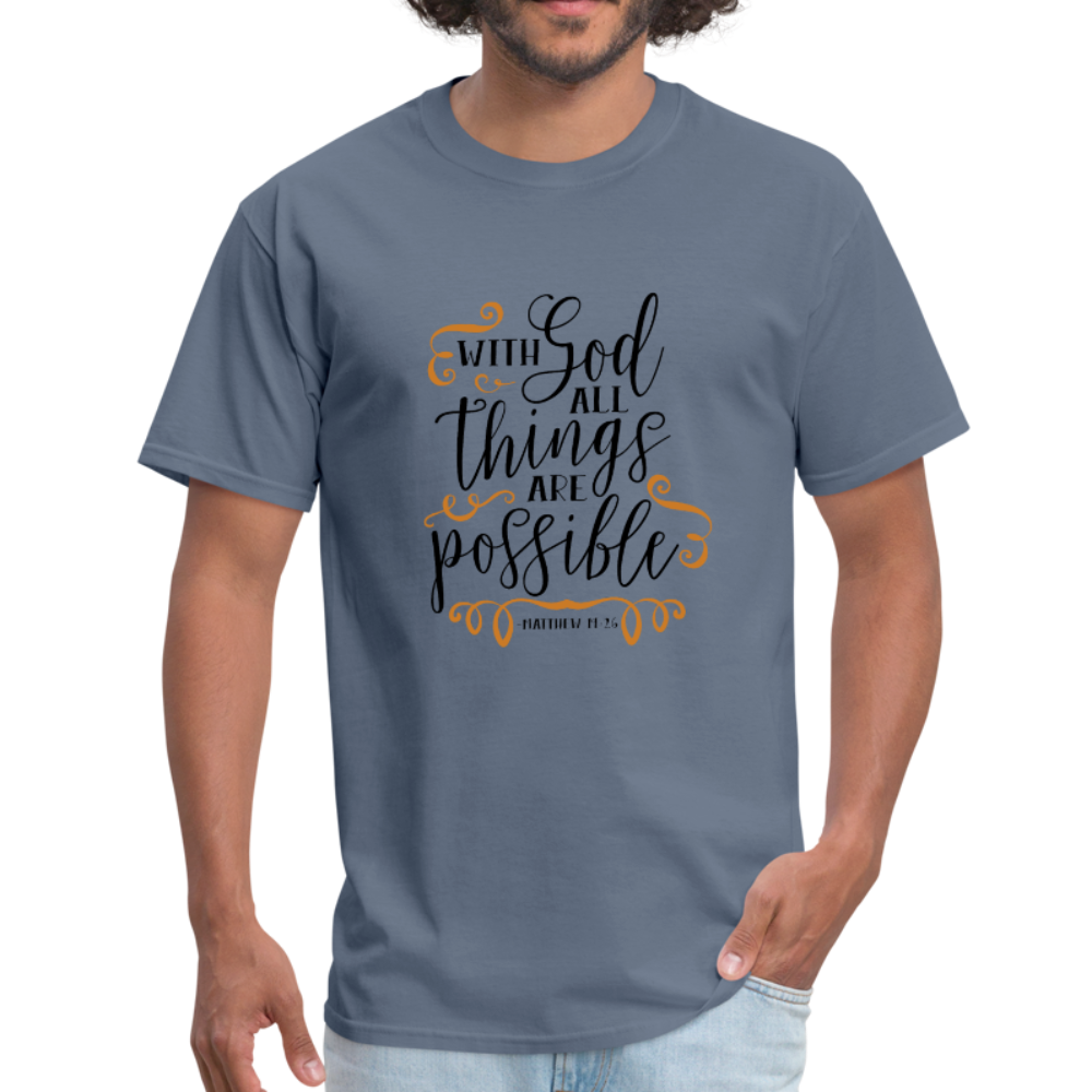 Matthew 19:26 - Men's T-Shirt - denim