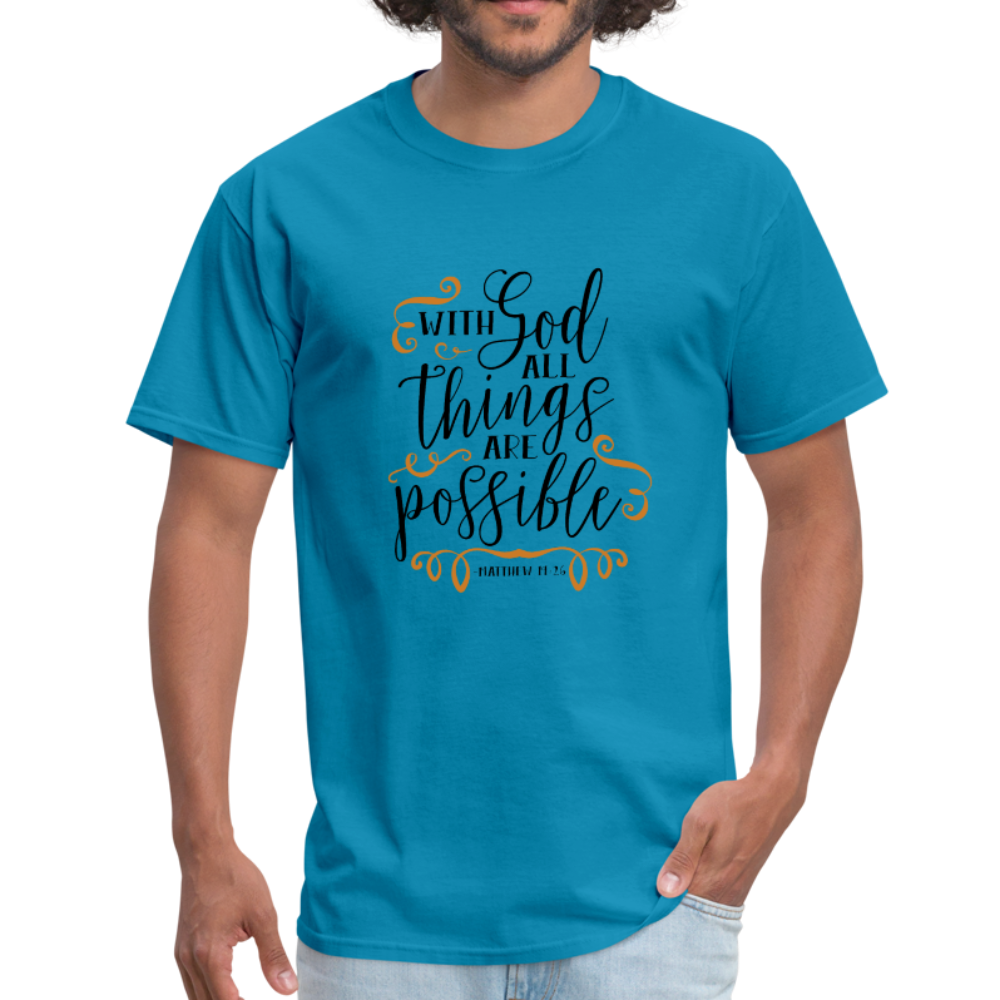 Matthew 19:26 - Men's T-Shirt - turquoise