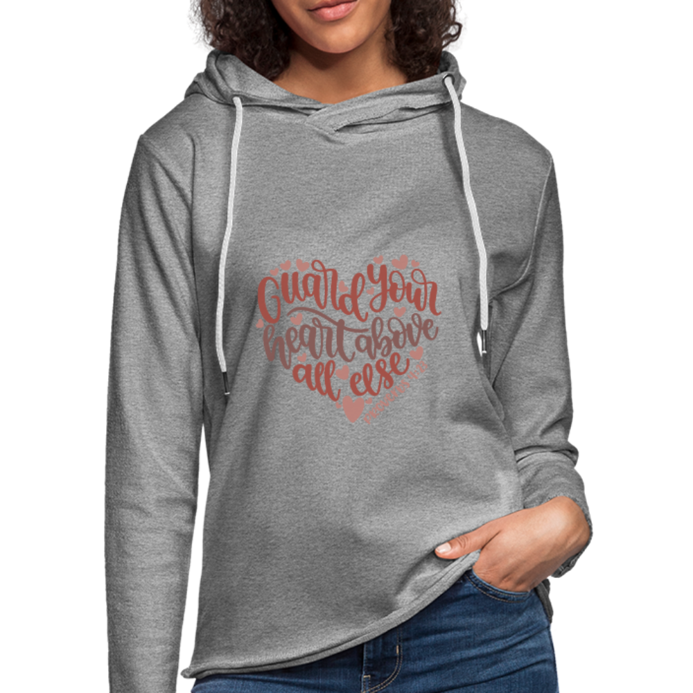 Proverbs 4:23 - Lightweight Terry Hoodie - heather gray