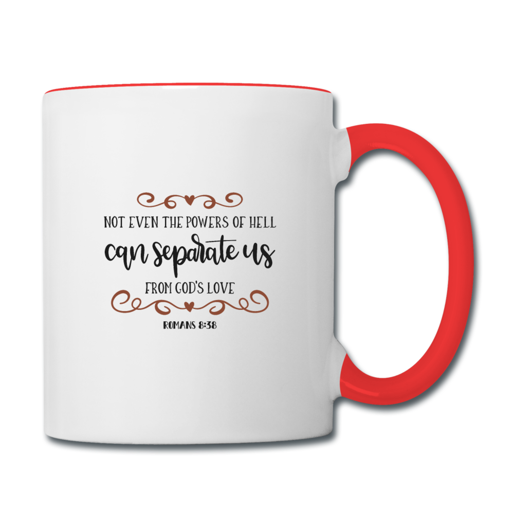 Romans 8:38 - Contrast Coffee Mug - white/red