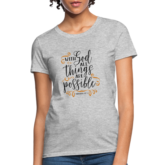 Matthew 19:26 - Women's T-Shirt - heather gray