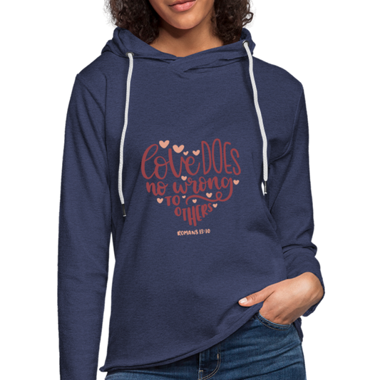Romans 13:10 - Lightweight Terry Hoodie - heather navy
