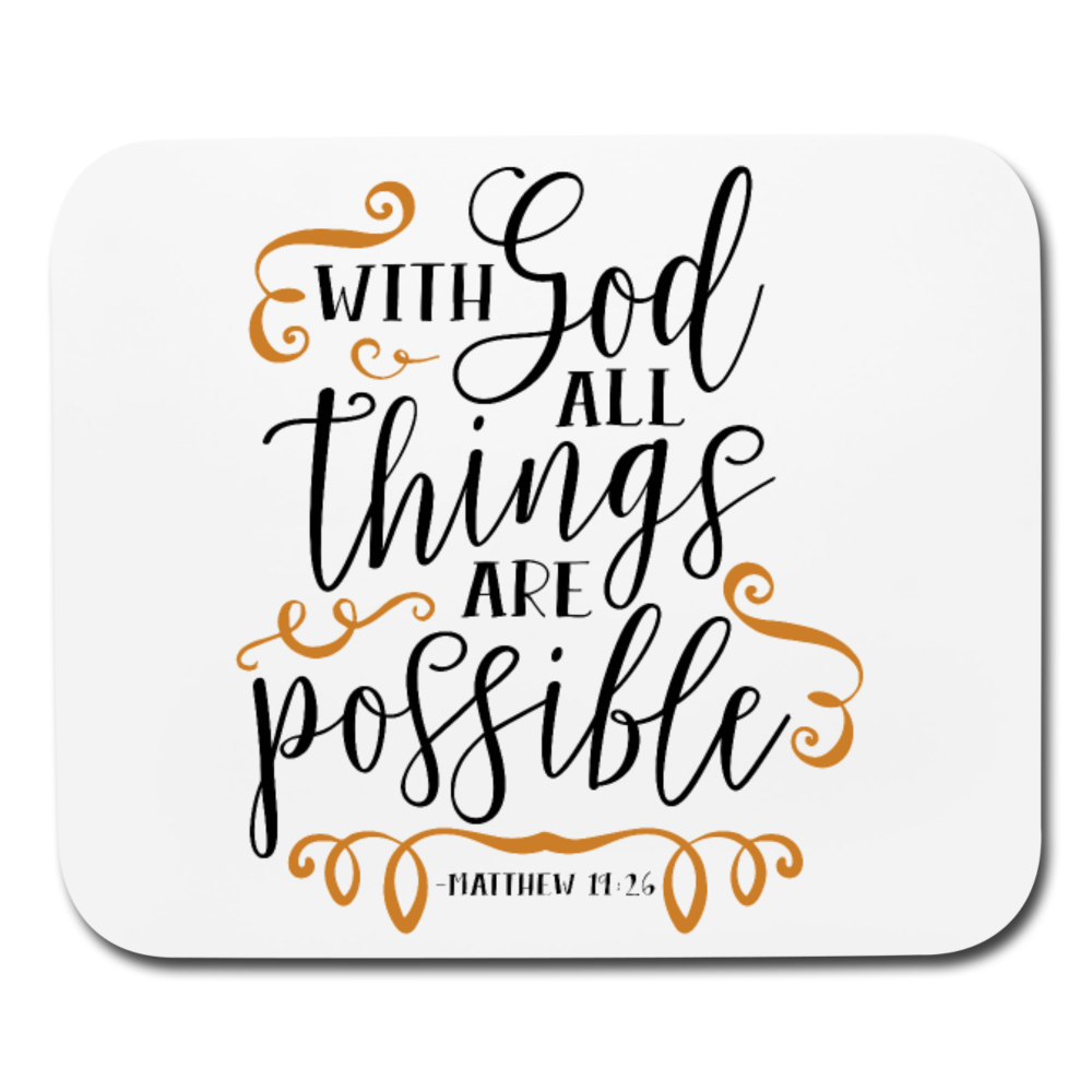 Matthew 19:26 - Mousepad - Horizontal - white