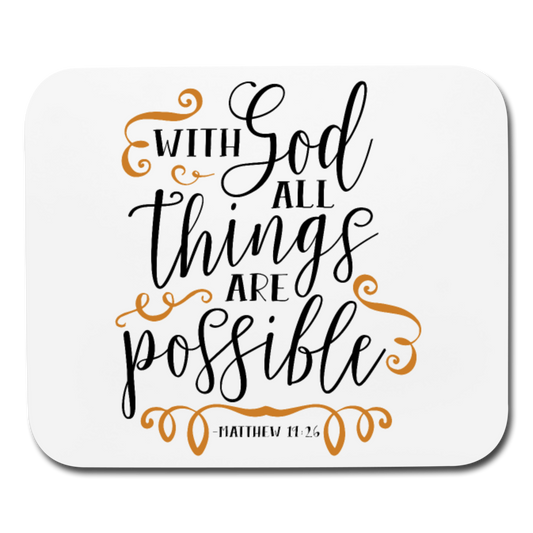 Matthew 19:26 - Mousepad - Horizontal - white