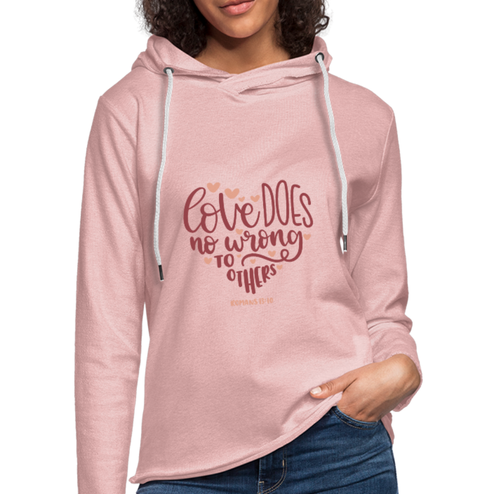 Romans 13:10 - Lightweight Terry Hoodie - cream heather pink