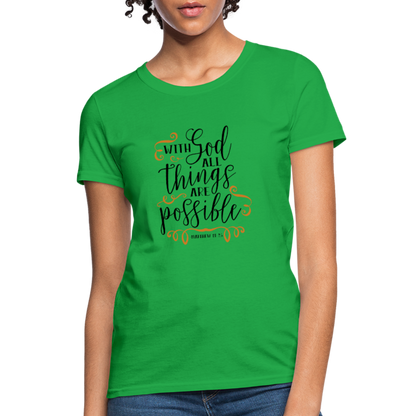 Matthew 19:26 - Women's T-Shirt - bright green