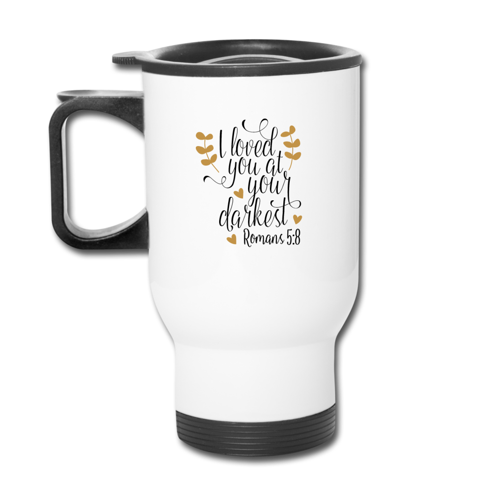Romans 5:8 - Travel Mug - white