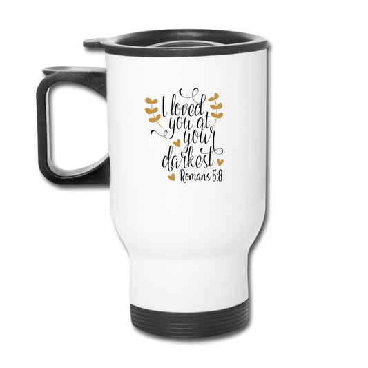 Romans 5:8 - Travel Mug - white