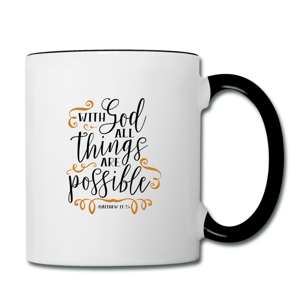 Matthew 19:26 - Contrast Coffee Mug - white/black