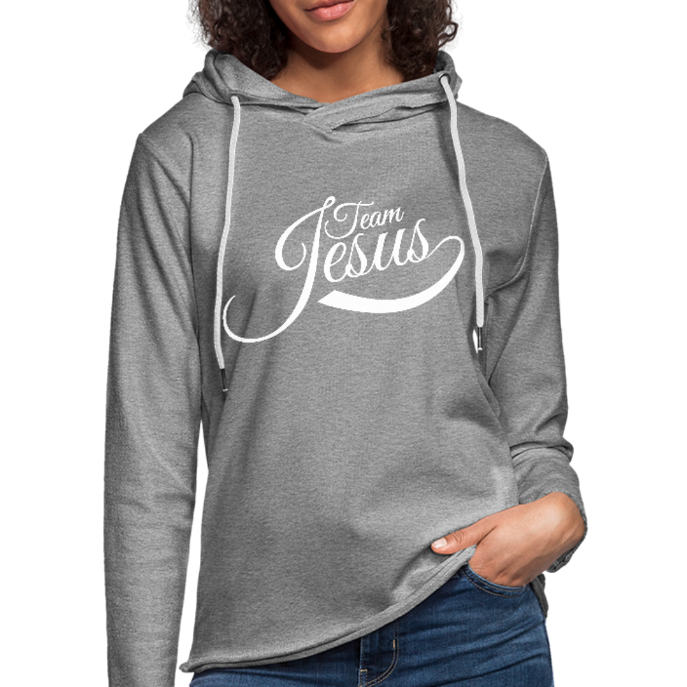 Team Jesus - White - Lightweight Terry Hoodie - heather gray