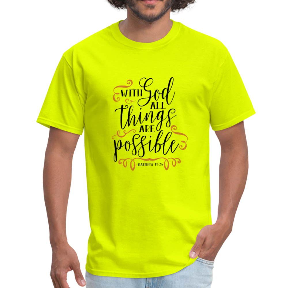 Matthew 19:26 - Men's T-Shirt - safety green