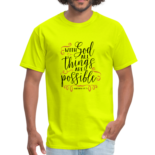 Matthew 19:26 - Men's T-Shirt - safety green
