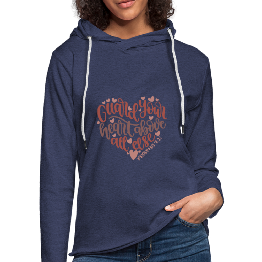 Proverbs 4:23 - Lightweight Terry Hoodie - heather navy