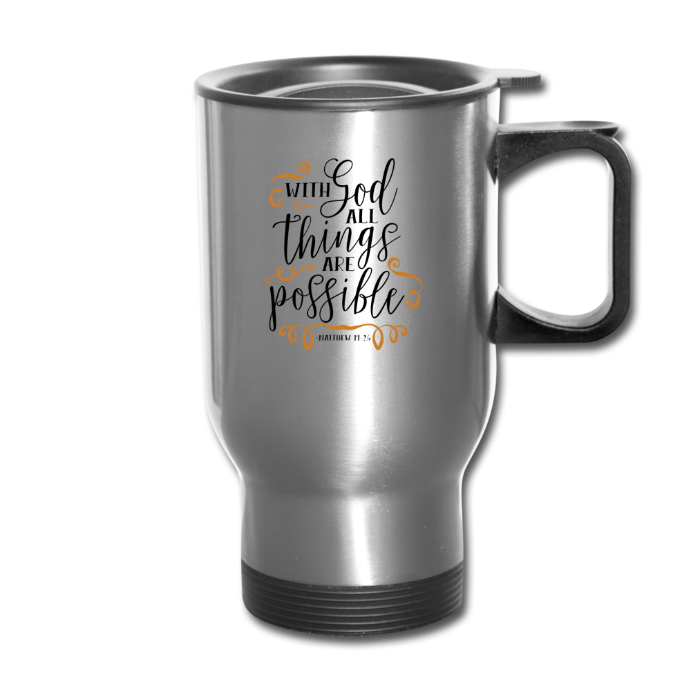 Matthew 19:26 - Travel Mug - silver
