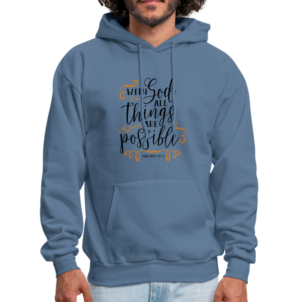 Matthew 19:26 - Men's Hoodie - denim blue