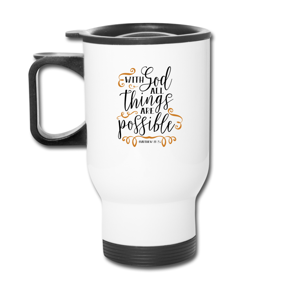 Matthew 19:26 - Travel Mug - white