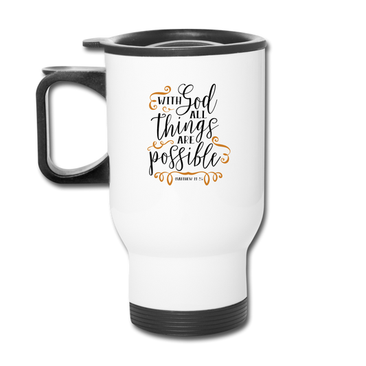Matthew 19:26 - Travel Mug - white