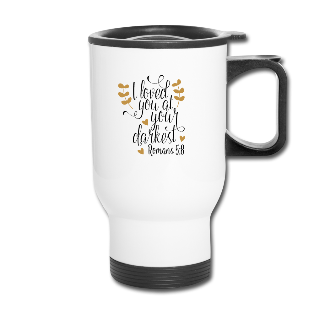 Romans 5:8 - Travel Mug - white