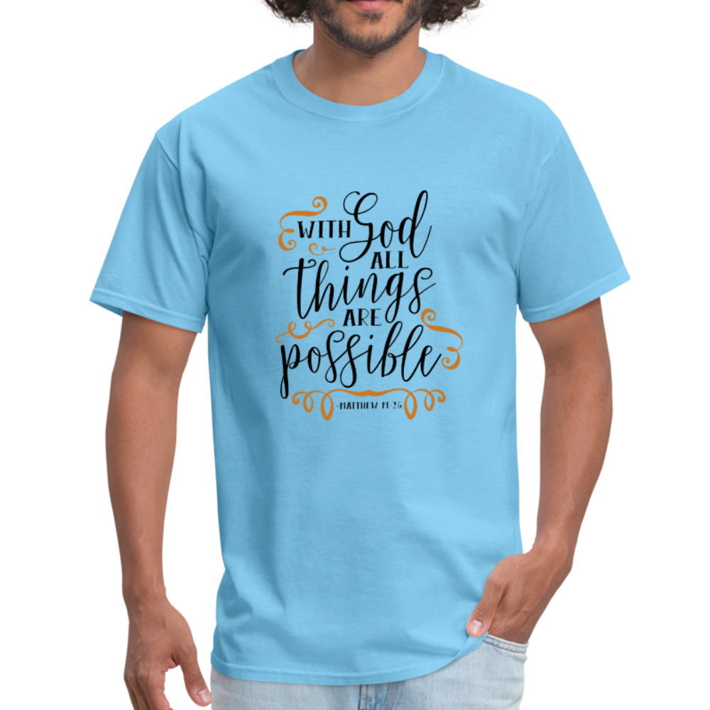 Matthew 19:26 - Men's T-Shirt - aquatic blue