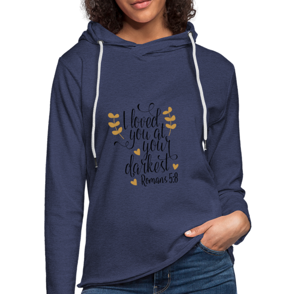 Romans 5:8 - Lightweight Terry Hoodie - heather navy