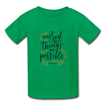 Matthew 19:26 - Youth T-Shirt - kelly green