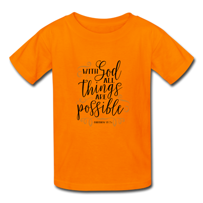 Matthew 19:26 - Youth T-Shirt - orange