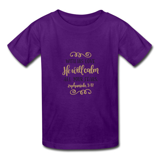 Zephaniah 3:17 - Youth T-Shirt - purple