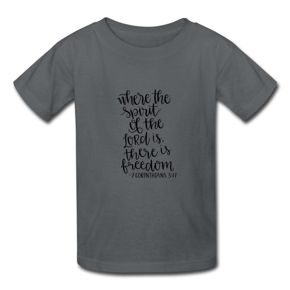 2 Corinthians 3:17 - Youth T-Shirt - charcoal