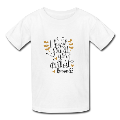 Romans 5:8 - Youth T-Shirt - white