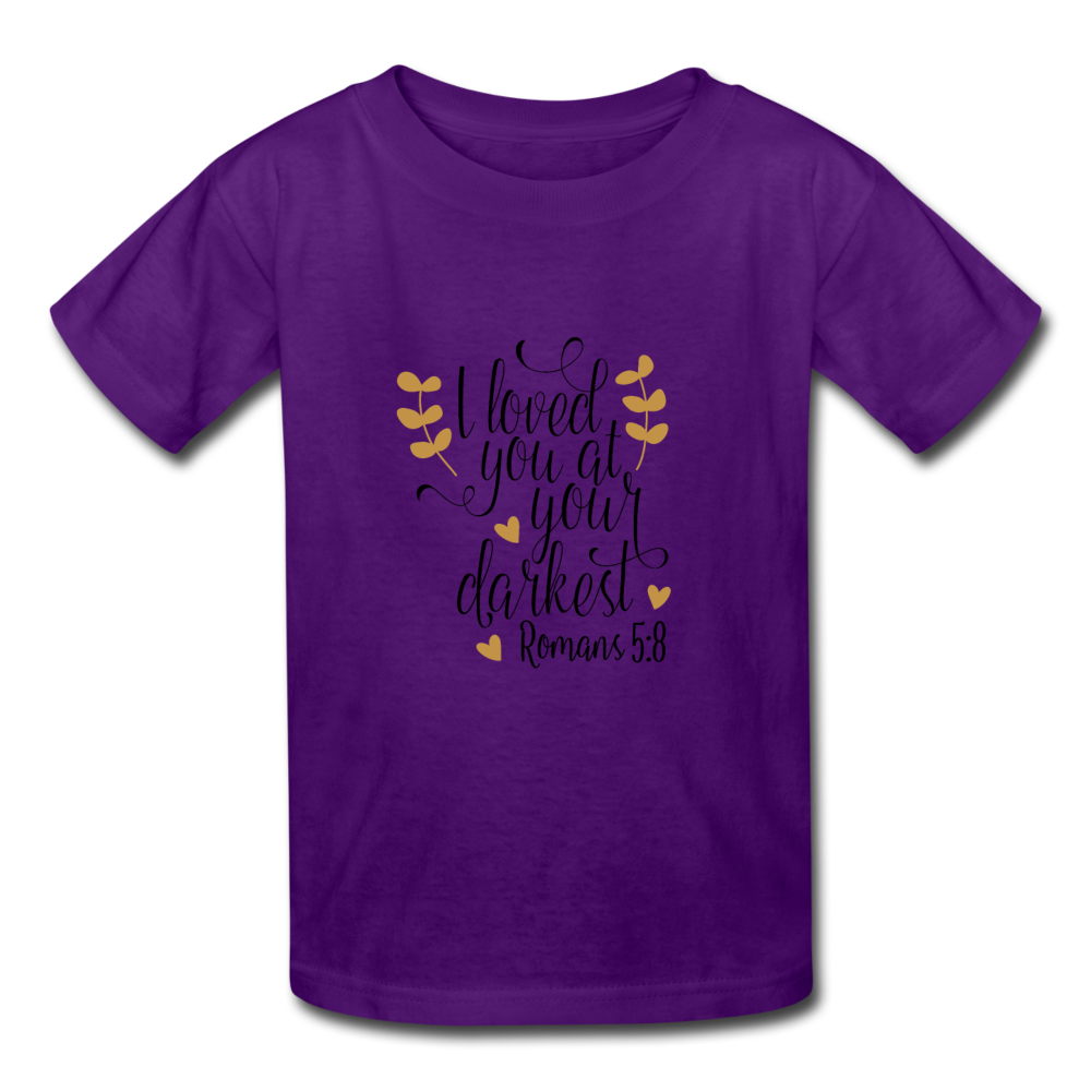 Romans 5:8 - Youth T-Shirt - purple