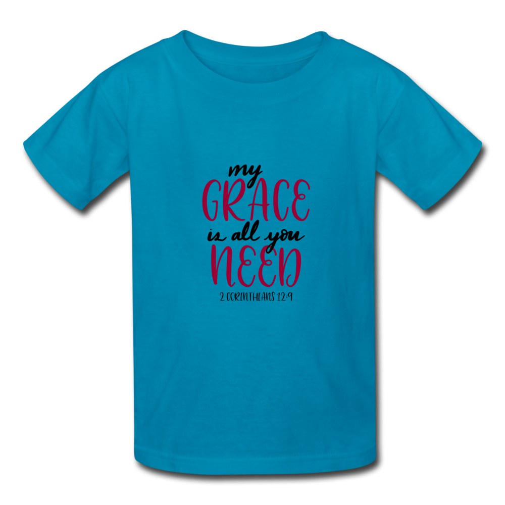 2 Corinthians 12:9 - Youth T-Shirt - turquoise