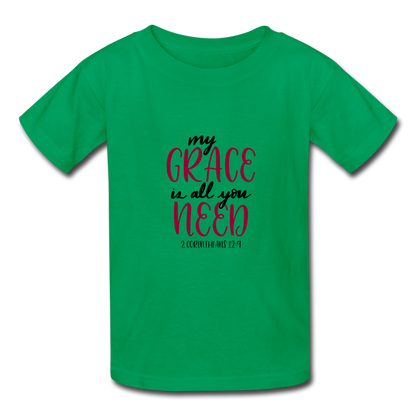 2 Corinthians 12:9 - Youth T-Shirt - kelly green