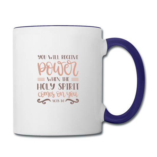 Acts 1:8 - Contrast Coffee Mug - white/cobalt blue